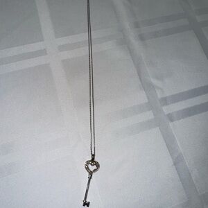 Silver Necklace with Key Pendant and Delicate Chain